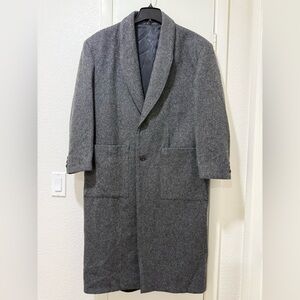 Hunting Horn J. Riggings Men's Trench Coat Grey Size M Made In USA Wool Vintage